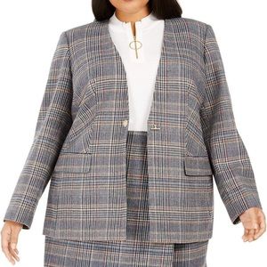 NWOT Calvin Klein Plaid Blazer Sz 18W Hook Closure
